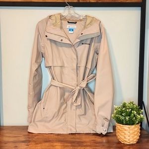 Columbia Sportswear Womens Beige Pardon My Trench Lightweight Rain Jacket Size L